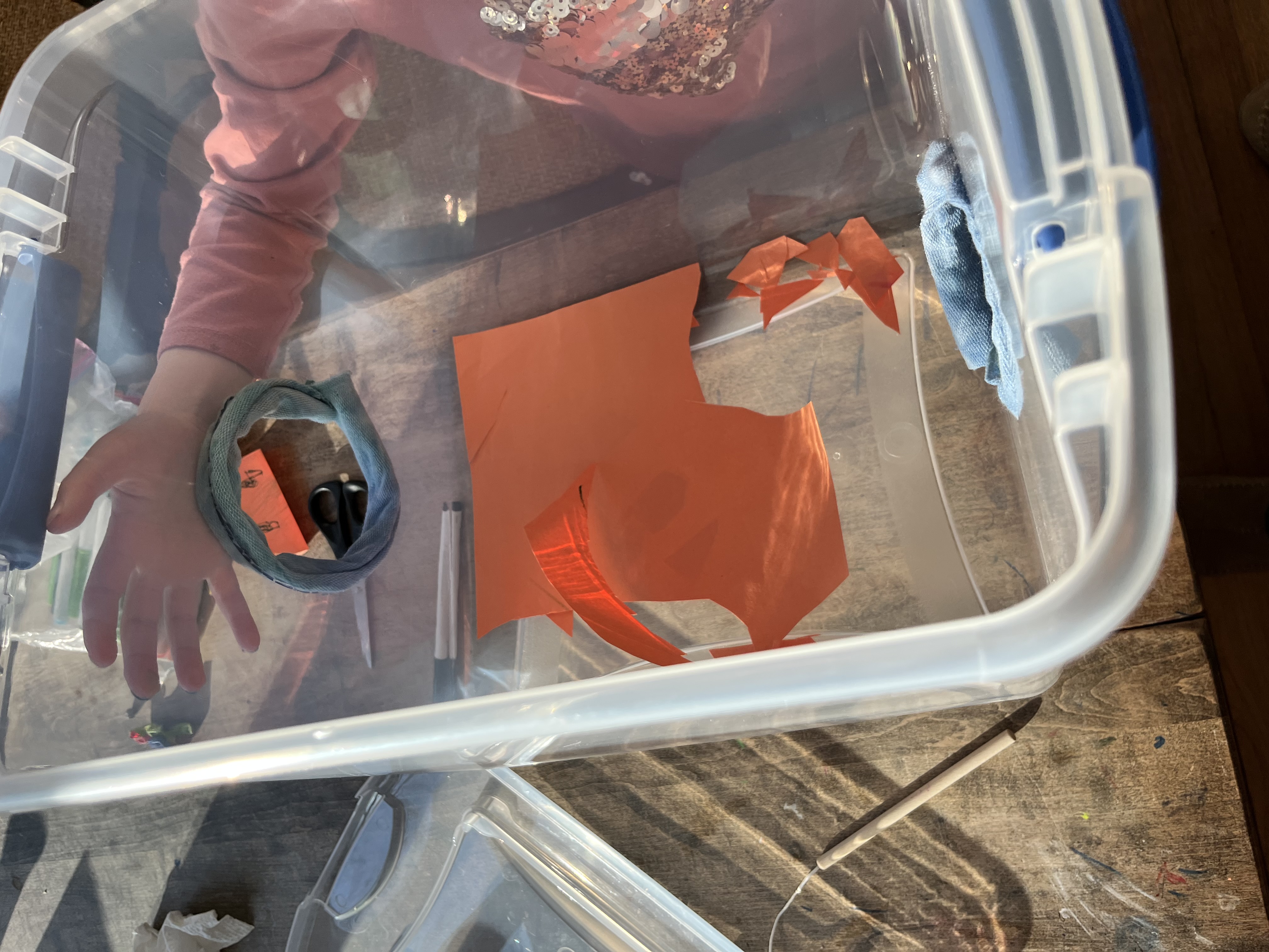 Pouring scraps into the trash